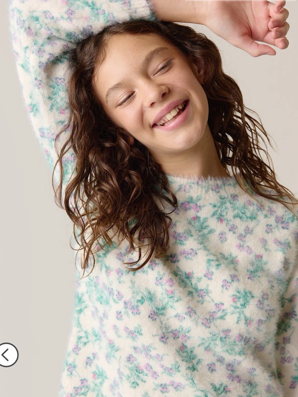 Girls Hello Franki by Francesca’s Fuzzy Floral Printed Knit Pullover Sweater